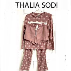 THALIA SODI 3piece fleece pajama set Snowflake size L NWOT